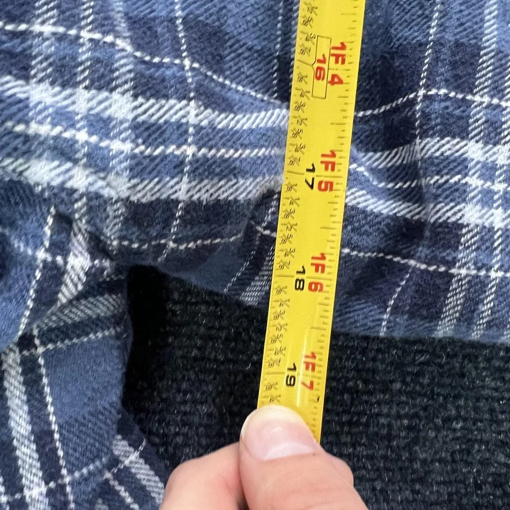 Levis Shirt Jacket Mens XL Blue Plaid Sherpa Lined Flannel Workwear Button Front